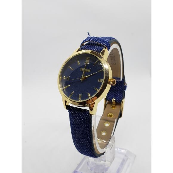 Vivani WAC5341KL 0520. Blue face with gold accents, denim blue band. main image 8